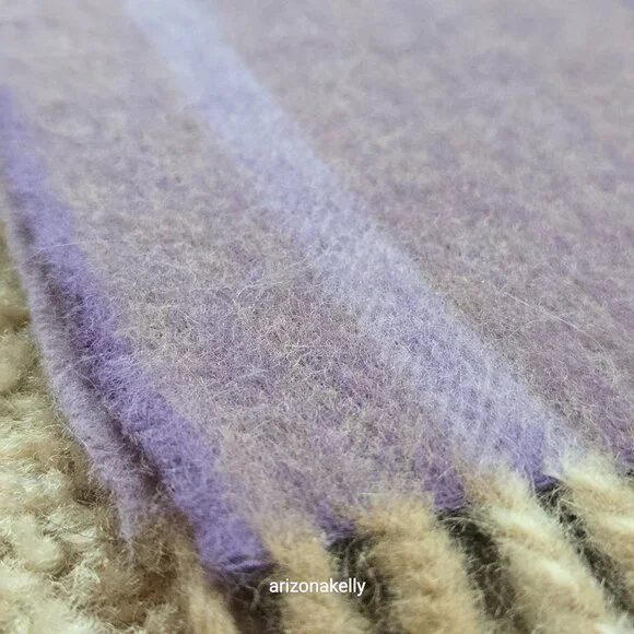 Luxurious Cashmere Scarf Purple Plaid Thick Plush - Picture 8 of 13